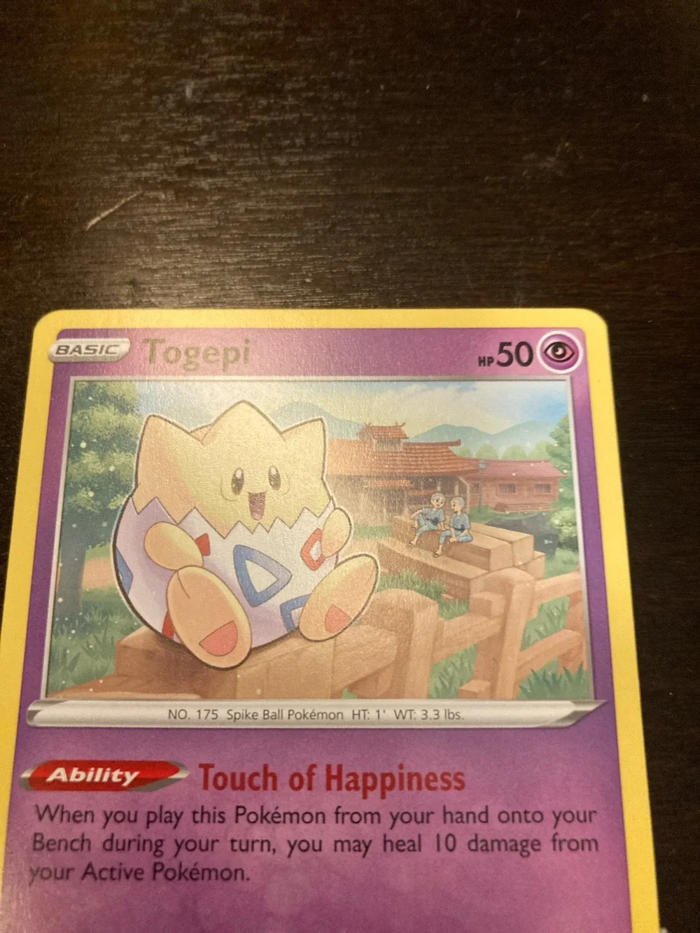 Pokemon Togepi Card - Purple Art with Yellow Frame